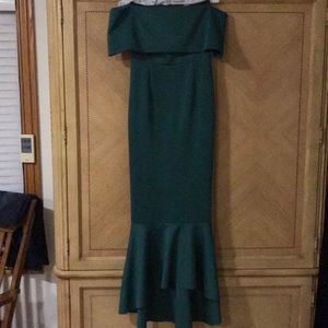 Green off the shoulder long dress